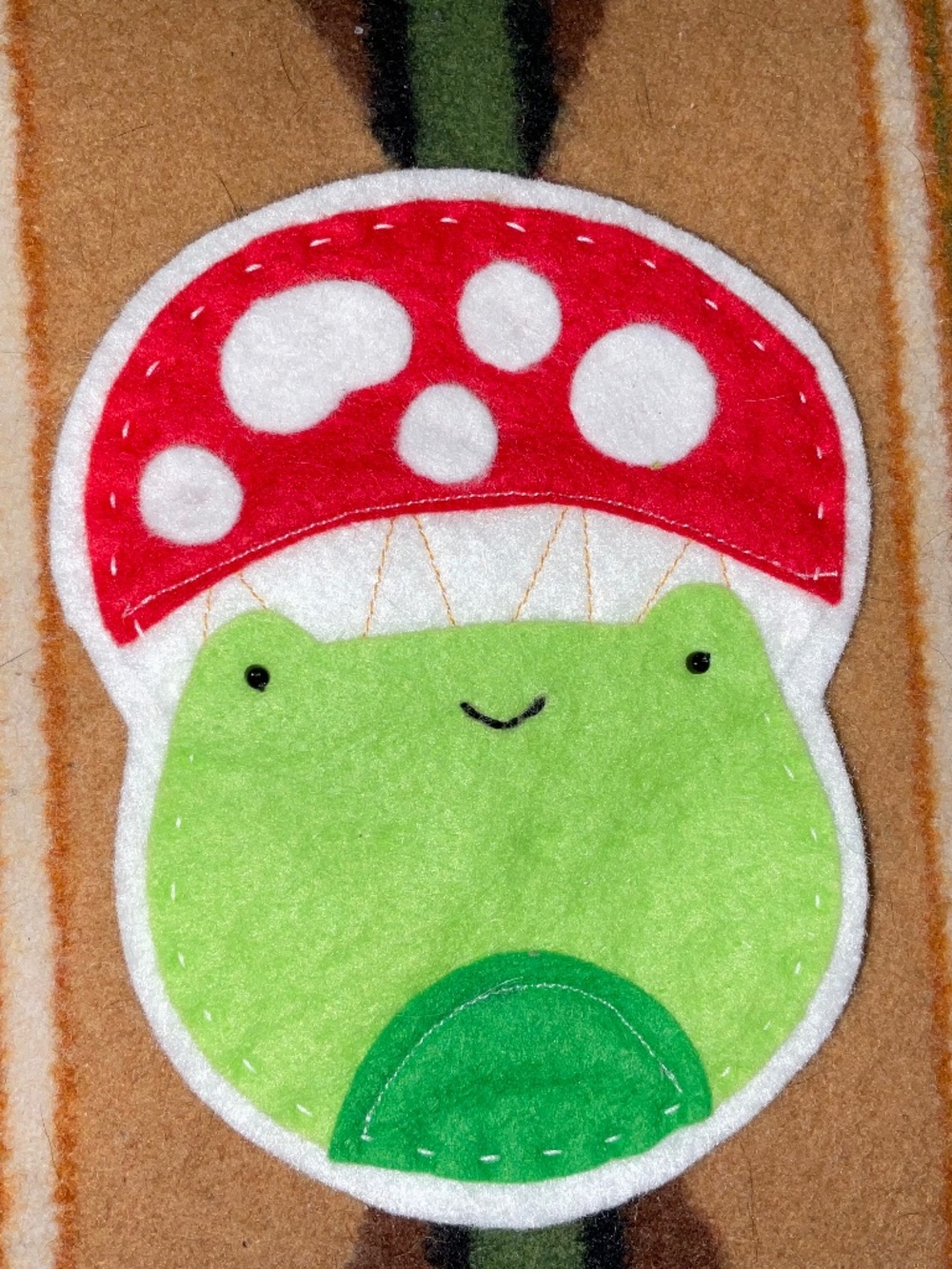 Handmade Kawaii Mushroom Frog Felt Ornament CottageCore Decor Cute